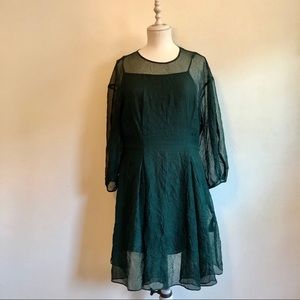 & Other Stories Forest Green Crinkle Dress size 12